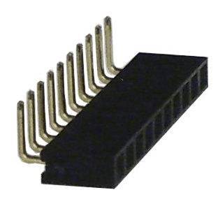 Female connector 10pole, grid dim. 2,54, angulate 